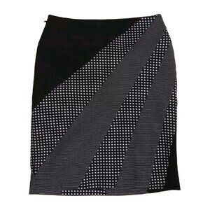 Worthington Skirt Womens Petites 4P Black White Polka Dot Pencil